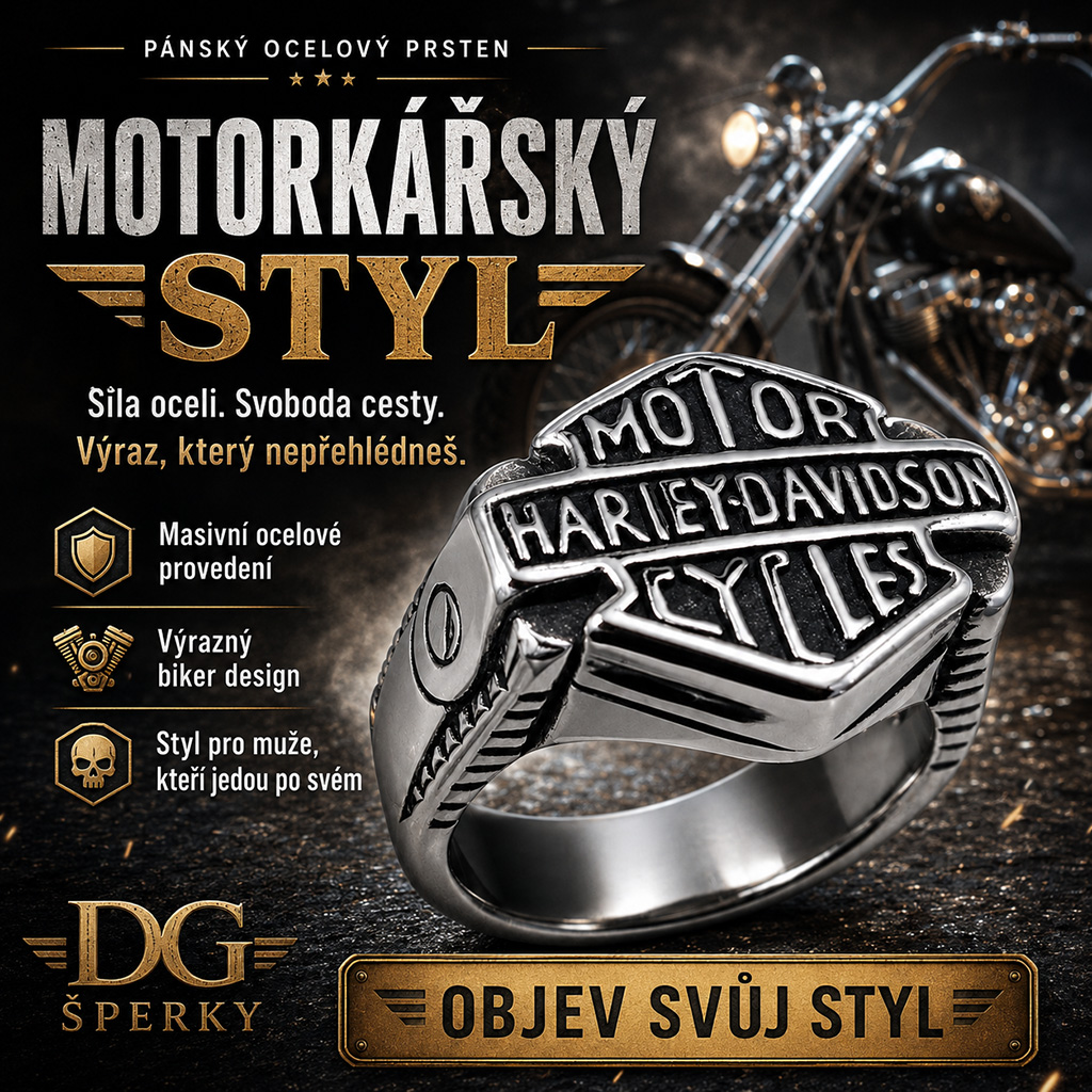 Pánský ocelový prsten Ryder v motorkářském stylu (2)